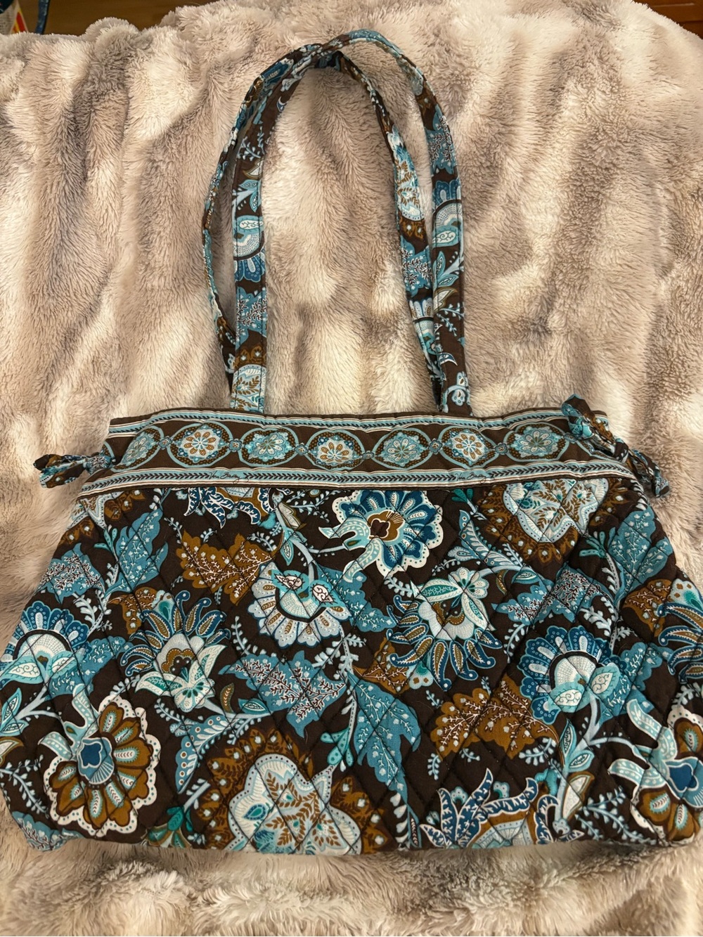 Vera Bradley Java Blue Quilted Floral Tote Bag- 💕20 years old!
